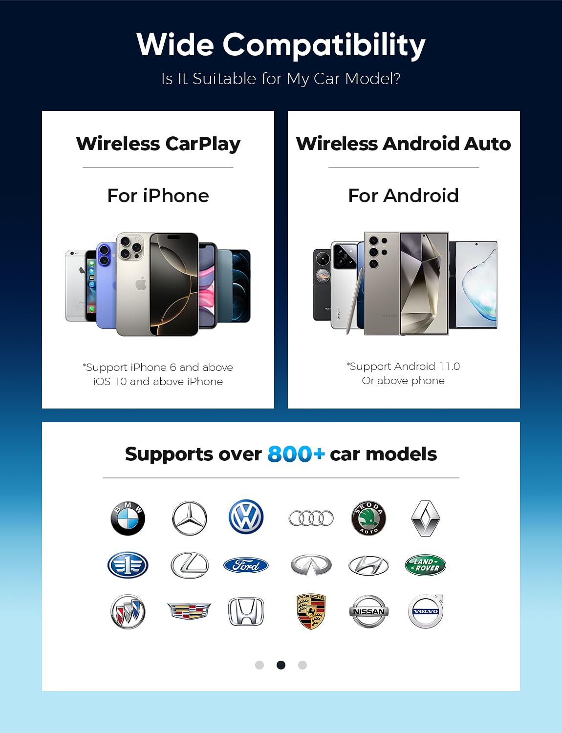 Kingone STOREFRONT Wireless Carplay & Android Auto Adapter, 2 in 1 Carplay Cable Convert Wired to Wireless for Cars, Extension Cable USB-C/Type-C Mini, Quick Connect, No Delay - Black
