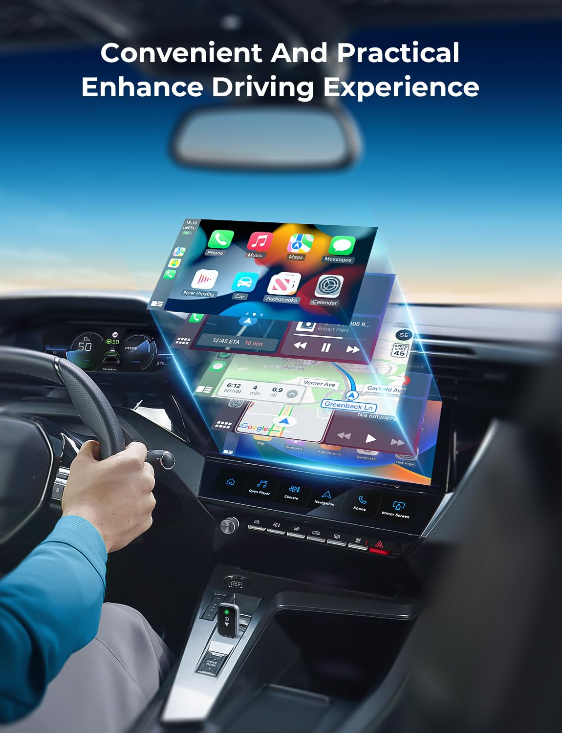 Kingone STOREFRONT Wireless Carplay & Android Auto Adapter, 2 in 1 Carplay Cable Convert Wired to Wireless for Cars, Extension Cable USB-C/Type-C Mini, Quick Connect, No Delay - Black