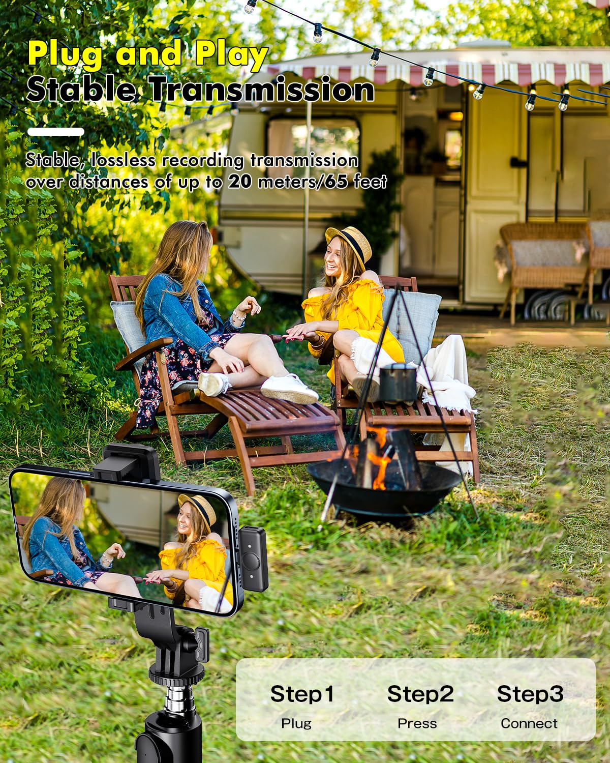 Kingone Wireless Mic for Youtubers, Realtime Monitoring, Noise Cancellation, Duration Magnetic Clip Mini Wireless Microphone with Charging Case 30H, Compatible with Type-C and Lightning Adapter